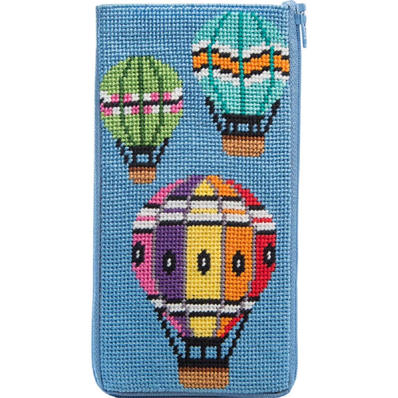 Stitch & Zip Eyeglass Case Needlepoint Kit- Balloons in Flight